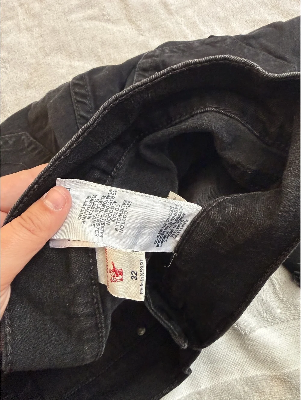 True Religion Y2K Skater Jort Black Denim Bermuda Shorts Size 32